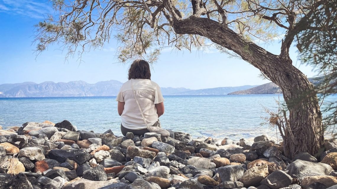 A person sits and enjoys the scenic seaside view.
